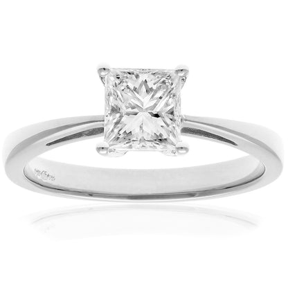 Platinum  Princess 1ct Diamond 4 Claw Solitaire Ring 6mm - PR0AXL9547PTJSI