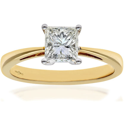 18ct Gold  Princess 1ct Diamond 4 Claw Solitaire Ring 6mm - PR0AXL9547Y18JPK