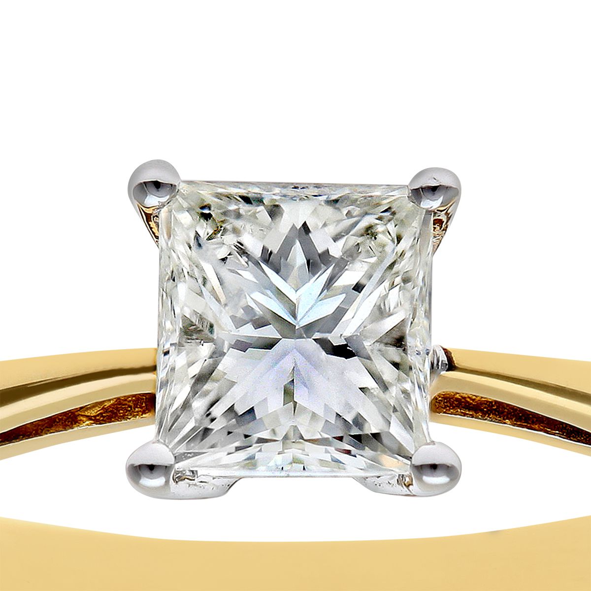 18ct Gold  Princess 1ct Diamond 4 Claw Solitaire Ring 6mm - PR0AXL9547Y18JSI