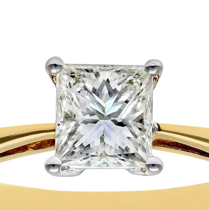 18ct Gold  Princess 1ct Diamond 4 Claw Solitaire Ring 6mm - PR0AXL9547Y18JSI