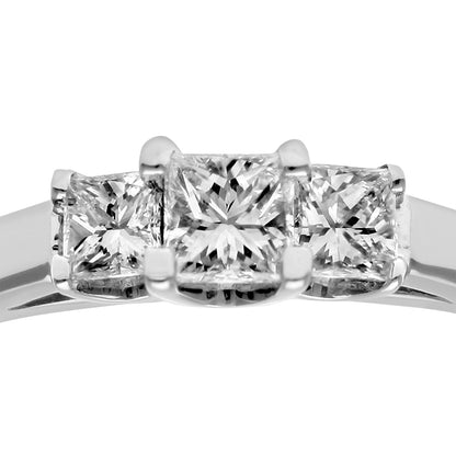 Platinum  Princess Diamond Graduated Tiered Trilogy Ring 3mm - PR0AXL9548PTJPK