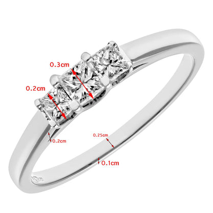 Platinum  Princess Diamond Graduated Tiered Trilogy Ring 3mm - PR0AXL9548PTJSI