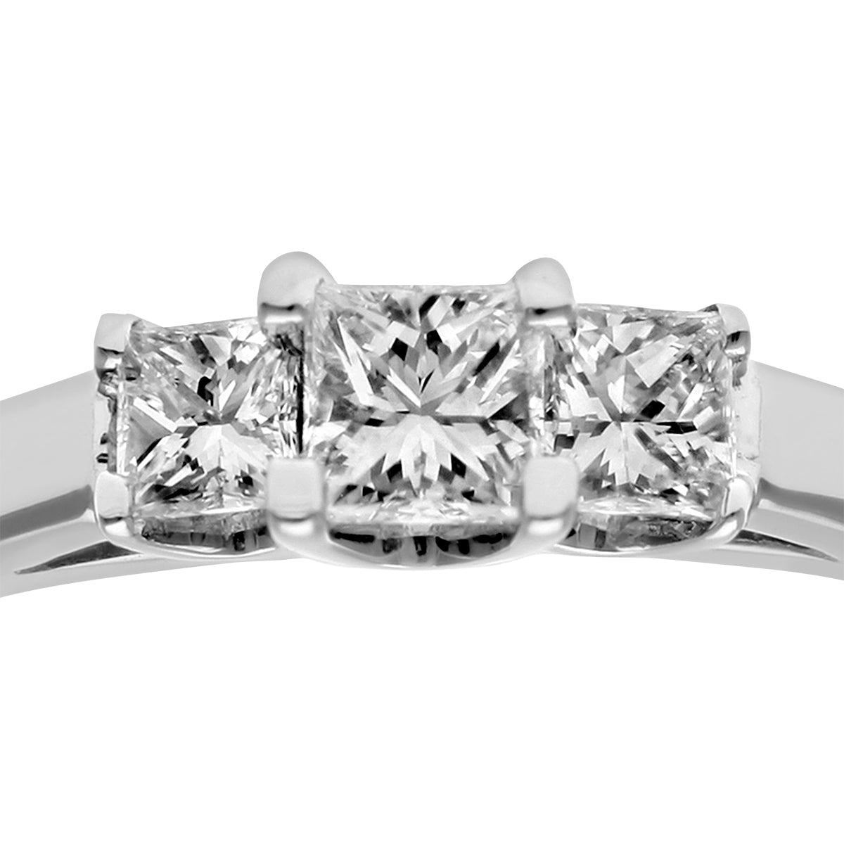 18ct White Gold  Princess Diamond Graduated  Trilogy Ring 3mm - PR0AXL9548W18JPK
