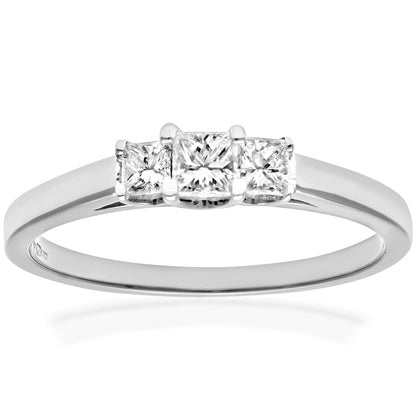 18ct White Gold  Princess Diamond Graduated  Trilogy Ring 3mm - PR0AXL9548W18JPK