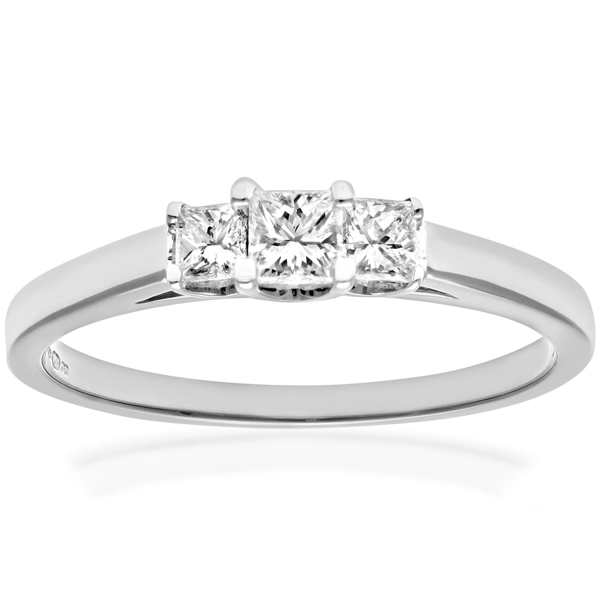 18ct White Gold  Princess Diamond Graduated  Trilogy Ring 3mm - PR0AXL9548W18JPK