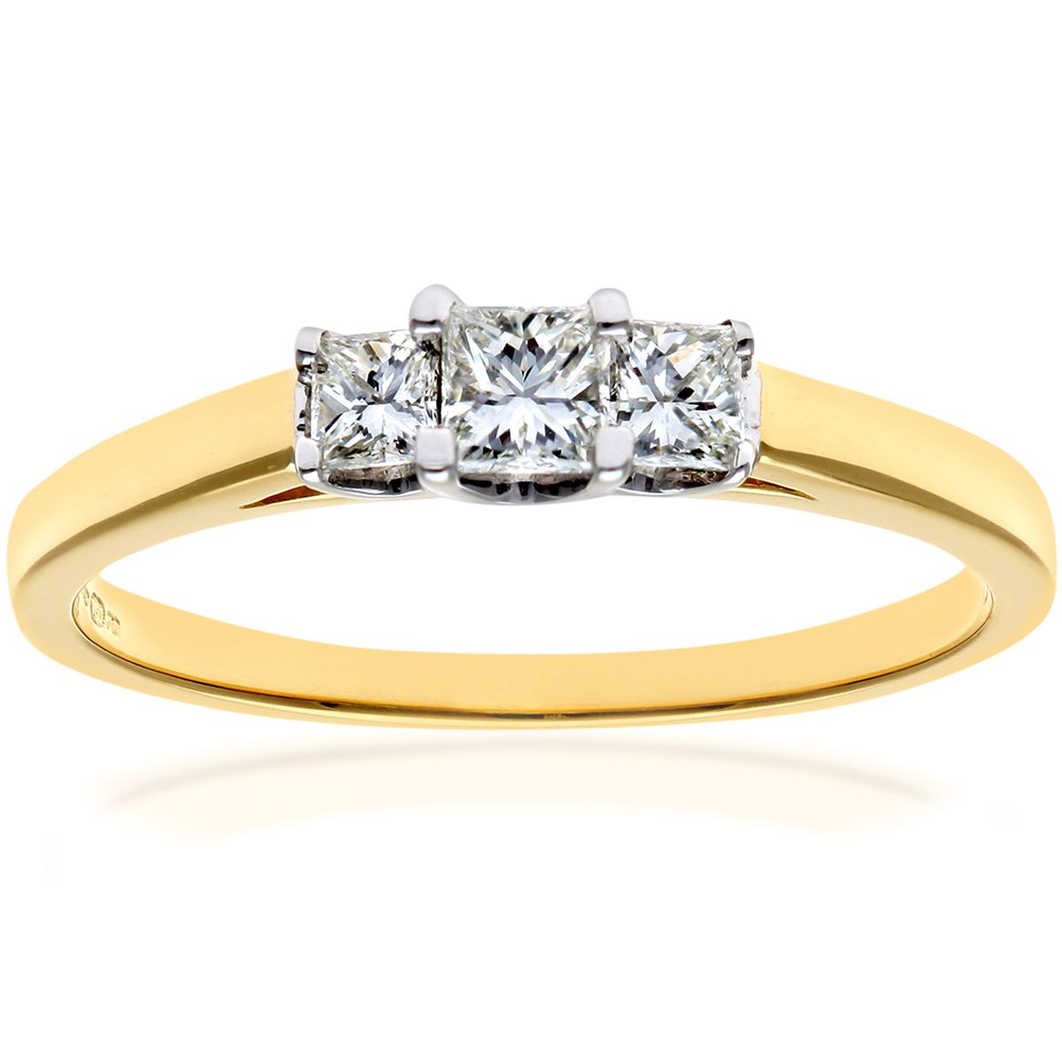 18ct Gold  Princess Diamond Graduated Tiered Trilogy Ring 3mm - PR0AXL9548Y18JPK