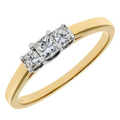 18ct Gold  Princess Diamond Graduated Tiered Trilogy Ring 3mm - PR0AXL9548Y18JSI