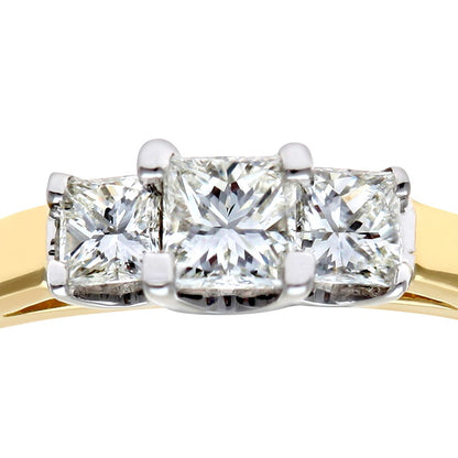 18ct Gold  Princess Diamond Graduated Tiered Trilogy Ring 3mm - PR0AXL9548Y18JSI