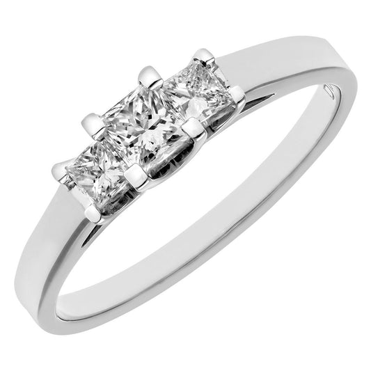 Platinum  Princess 1/4ct Diamond 1/4ct Graduated Trilogy Ring 3mm - PR0AXL9549PTJPK