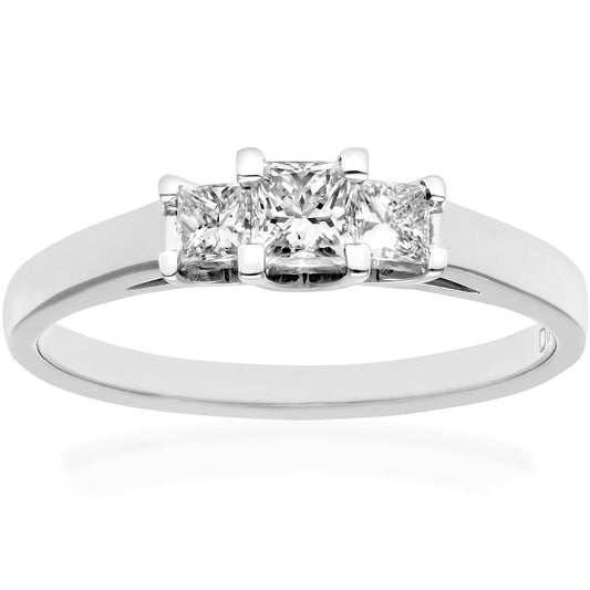 Platinum  Princess 1/4ct Diamond 1/4ct Graduated Trilogy Ring 3mm - PR0AXL9549PTJSI