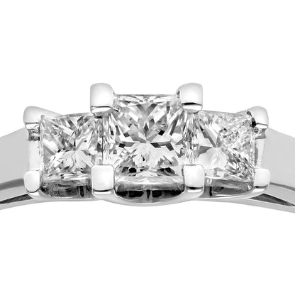 18ct White Gold  Princess 1/4ct Diamond 1/4ct Trilogy Ring 3mm - PR0AXL9549W18JPK
