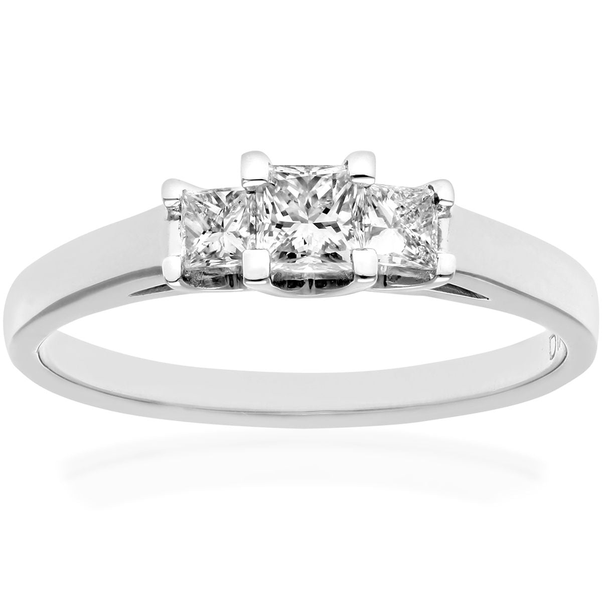 18ct White Gold  Princess 1/4ct Diamond 1/4ct  Trilogy Ring 3mm - PR0AXL9549W18JPK