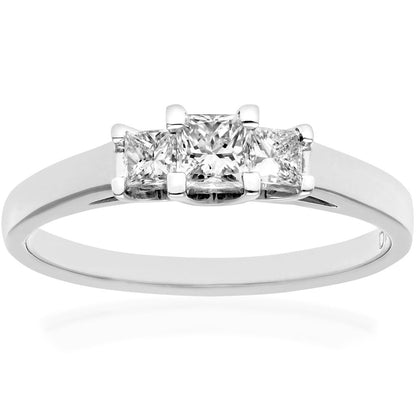 18ct White Gold  Princess 1/4ct Diamond 1/4ct Trilogy Ring 3mm - PR0AXL9549W18JSI