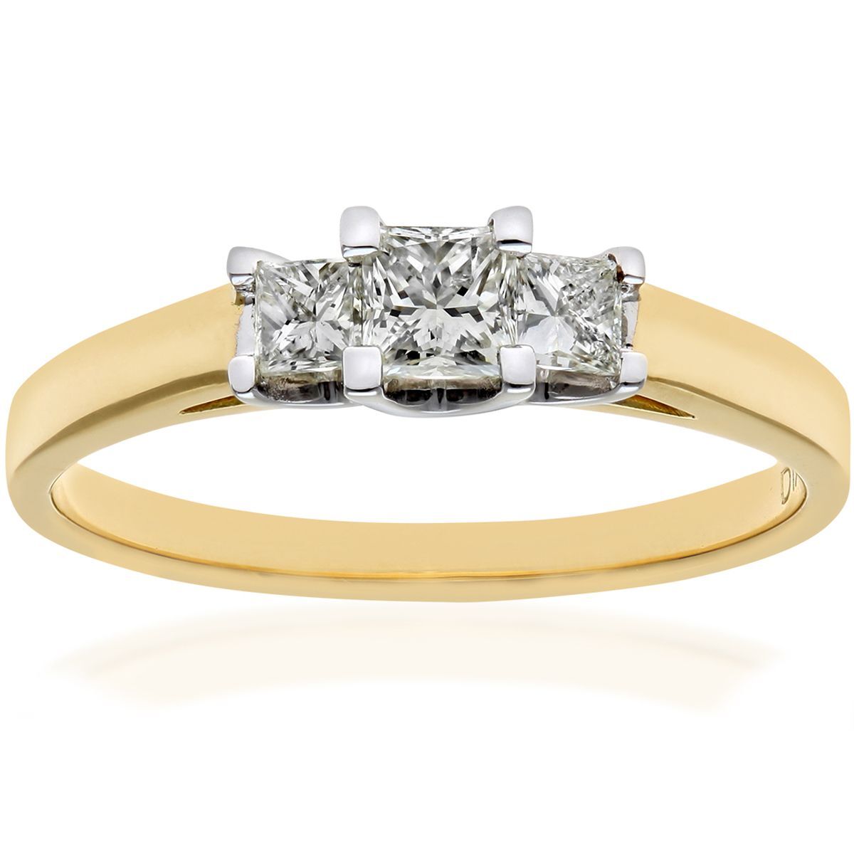 18ct Gold  Princess 1/4ct Diamond 1/4ct Trilogy Ring 3mm - PR0AXL9549Y18JPK