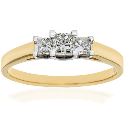 18ct Gold  Princess 1/4ct Diamond 1/4ct Trilogy Ring 3mm - PR0AXL9549Y18JPK