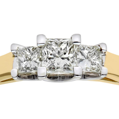 18ct Gold  Princess 1/4ct Diamond 1/4ct Trilogy Ring 3mm - PR0AXL9549Y18JSI