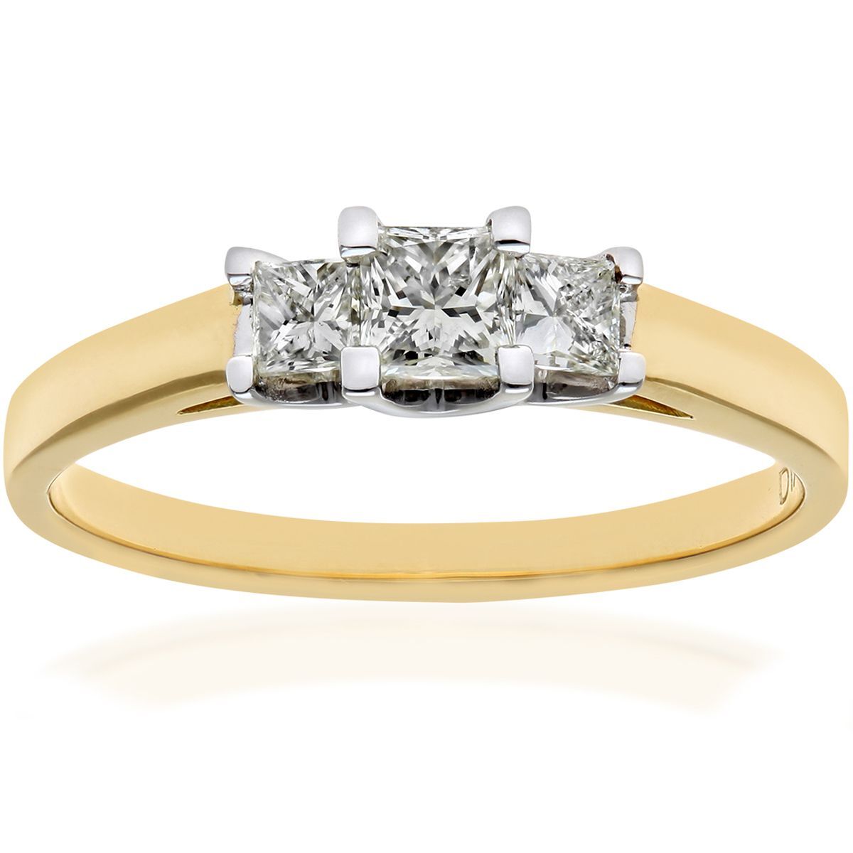 18ct Gold  Princess 1/4ct Diamond 1/4ct Trilogy Ring 3mm - PR0AXL9549Y18JSI