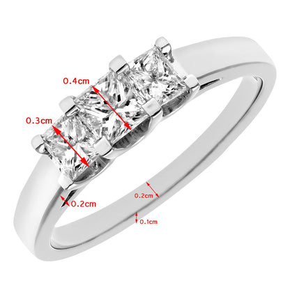 Platinum  Princess Diamond Graduated Tiered Trilogy Ring 4mm - PR0AXL9550PTJPK