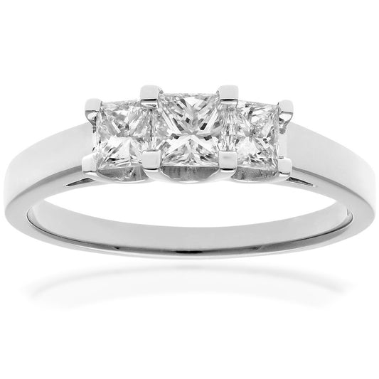 18ct White Gold  Princess Diamond Graduated  Trilogy Ring 4mm - PR0AXL9550W18JPK