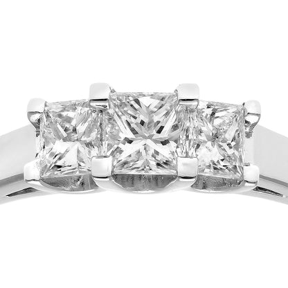18ct White Gold  Princess Diamond Graduated  Trilogy Ring 4mm - PR0AXL9550W18JSI
