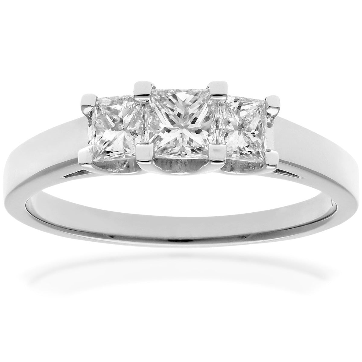 18ct White Gold  Princess Diamond Graduated  Trilogy Ring 4mm - PR0AXL9550W18JSI