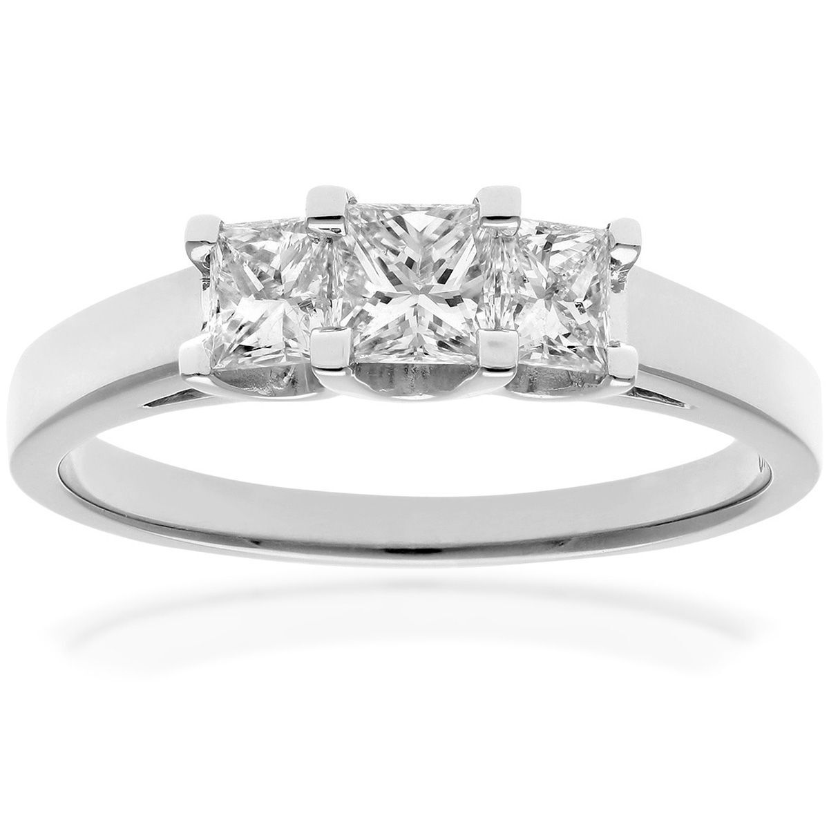 18ct White Gold  Princess Diamond Graduated Trilogy Ring 4mm - PR0AXL9550W18JSI