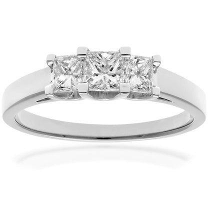 18ct White Gold  Princess Diamond Graduated Trilogy Ring 4mm - PR0AXL9550W18JSI