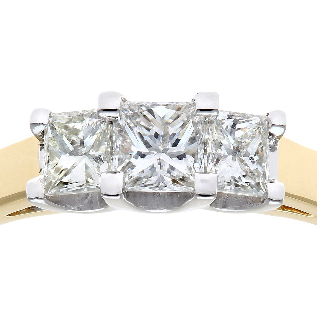 18ct Gold  Princess Diamond Graduated Tiered Trilogy Ring 4mm - PR0AXL9550Y18JPK