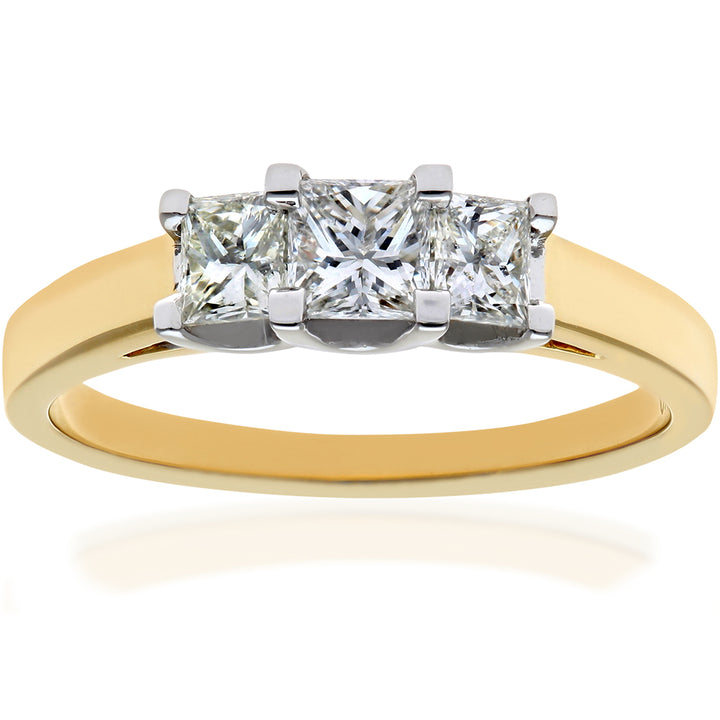 18ct Gold  Princess Diamond Graduated Tiered Trilogy Ring 4mm - PR0AXL9550Y18JPK