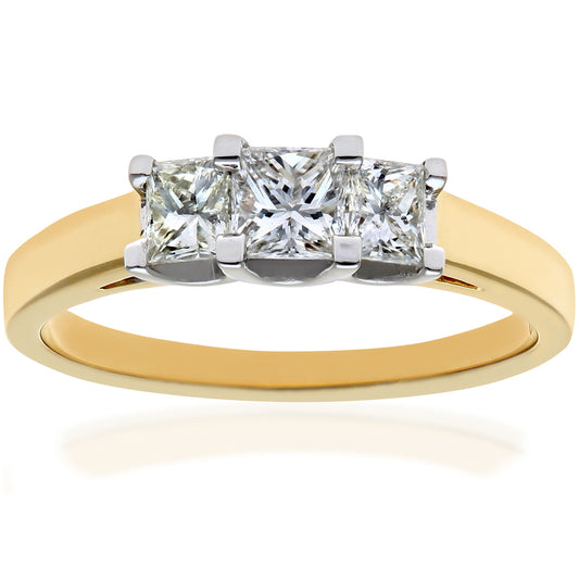 18ct Gold  Princess Diamond Graduated Tiered Trilogy Ring 4mm - PR0AXL9550Y18JSI