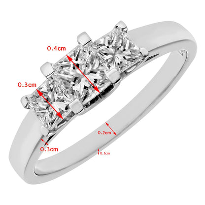 Platinum  Princess Diamond Graduated Tiered Trilogy Ring 4mm - PR0AXL9551PTJPK
