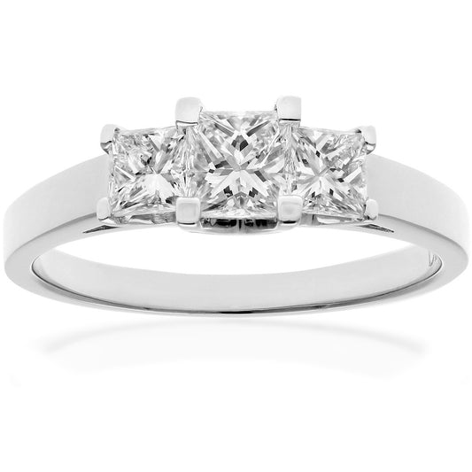 Platinum  Princess Diamond Graduated Tiered Trilogy Ring 4mm - PR0AXL9551PTJSI