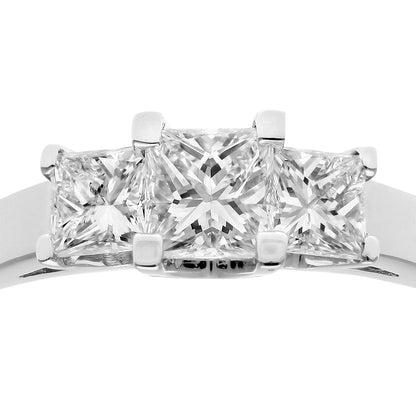 18ct White Gold  Princess Diamond Graduated  Trilogy Ring 4mm - PR0AXL9551W18JPK
