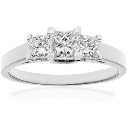 18ct White Gold  Princess Diamond Graduated Trilogy Ring 4mm - PR0AXL9551W18JPK