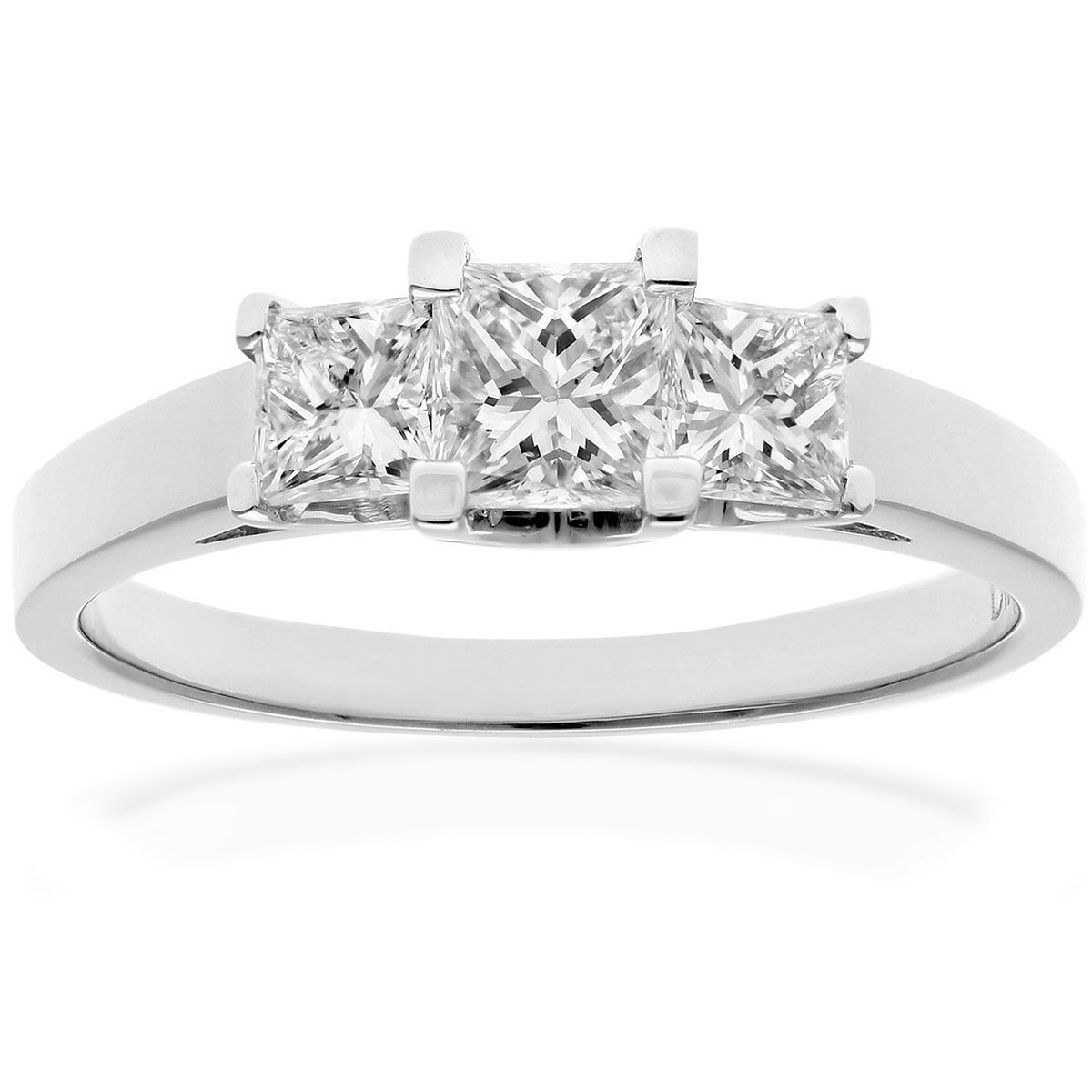 18ct White Gold  Princess Diamond Graduated Trilogy Ring 4mm - PR0AXL9551W18JSI