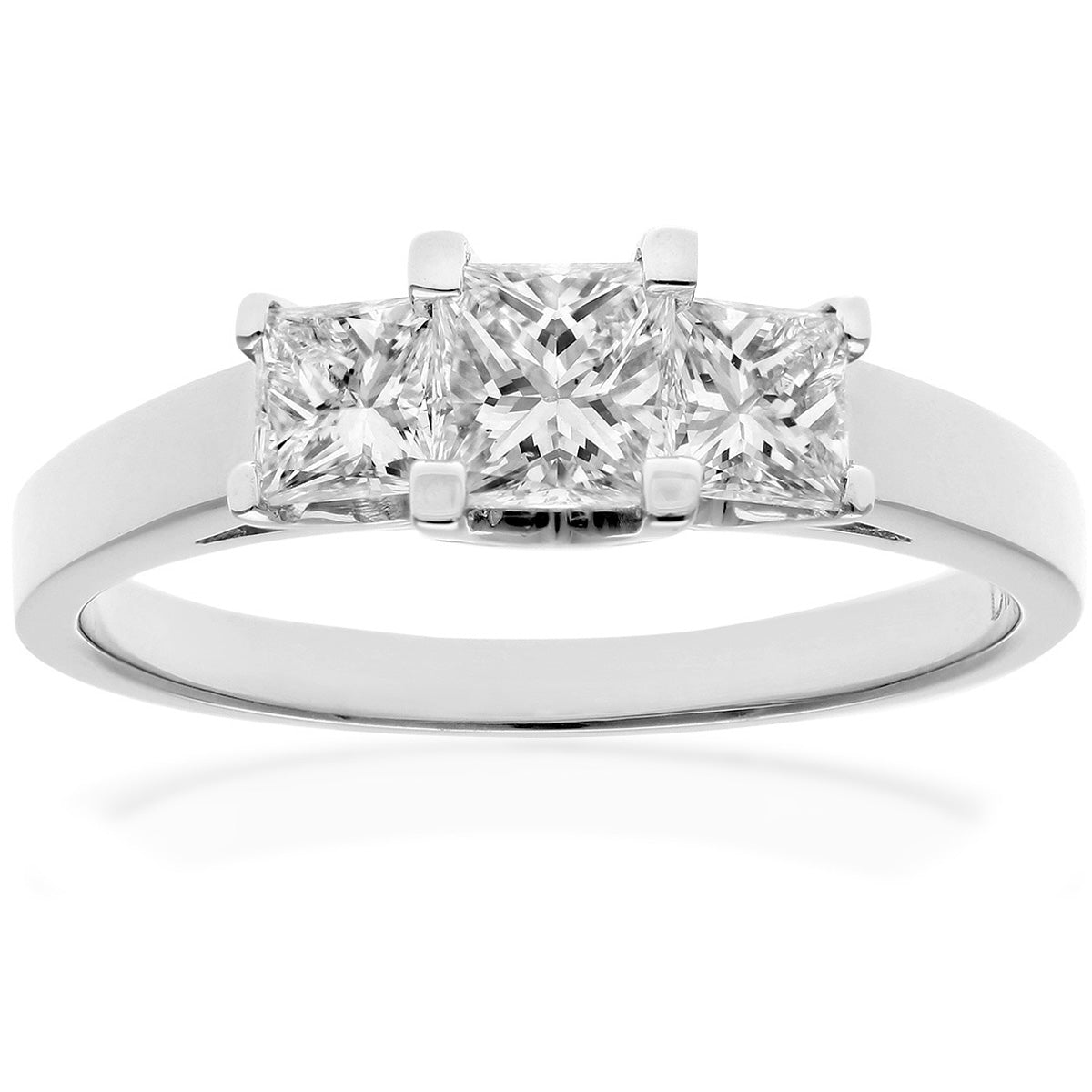 18ct White Gold  Princess Diamond Graduated  Trilogy Ring 4mm - PR0AXL9551W18JSI