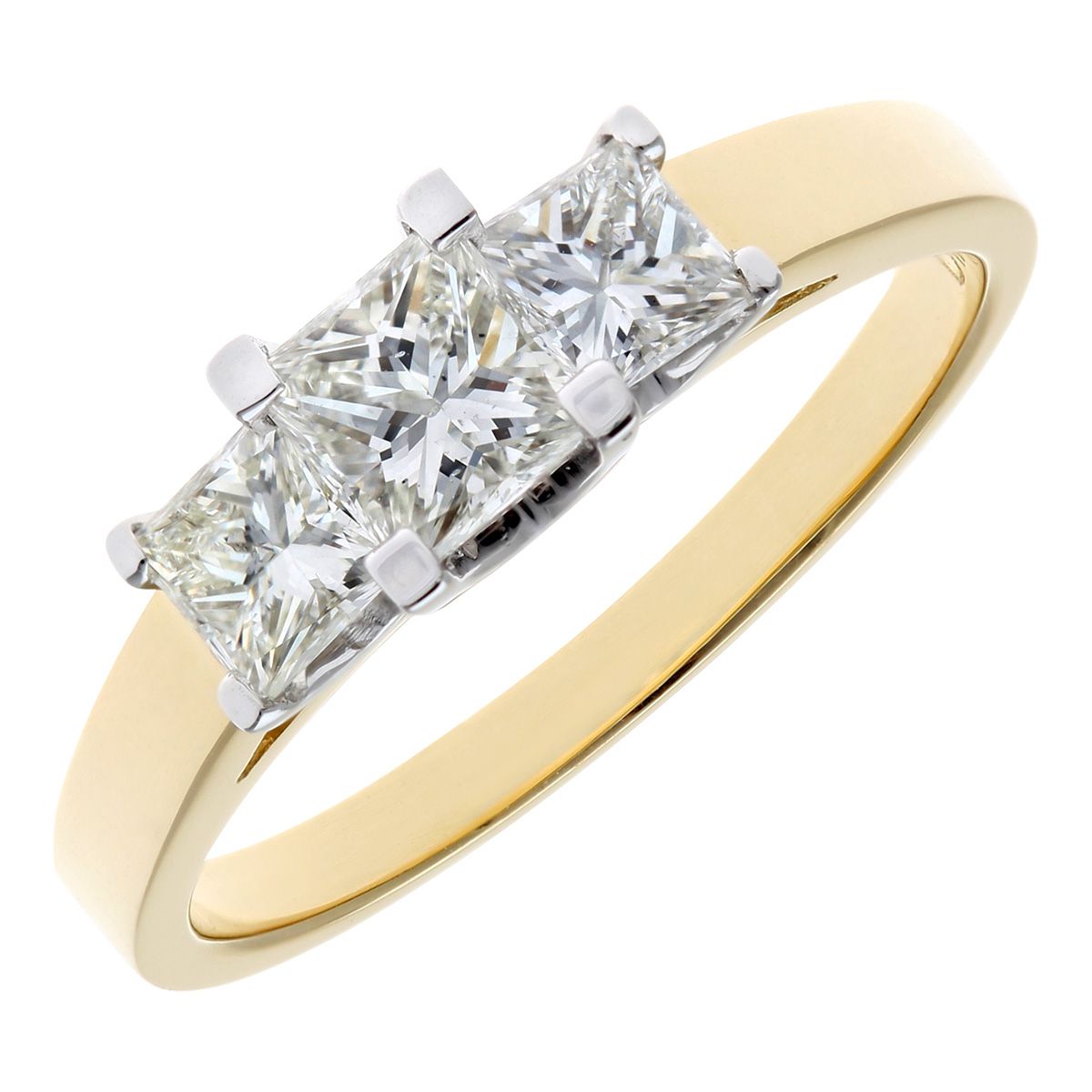 18ct Gold  Princess Diamond Graduated Tiered Trilogy Ring 4mm - PR0AXL9551Y18JPK