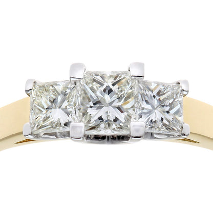 18ct Gold  Princess Diamond Graduated Tiered Trilogy Ring 4mm - PR0AXL9551Y18JPK