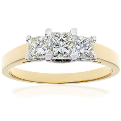 18ct Gold  Princess Diamond Graduated Tiered Trilogy Ring 4mm - PR0AXL9551Y18JPK