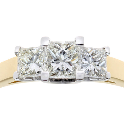18ct Gold  Princess Diamond Graduated Tiered Trilogy Ring 4mm - PR0AXL9551Y18JSI
