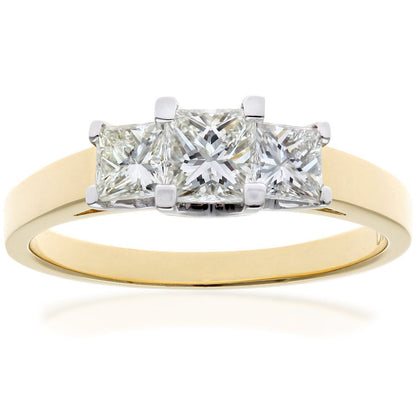 18ct Gold  Princess Diamond Graduated Tiered Trilogy Ring 4mm - PR0AXL9551Y18JSI