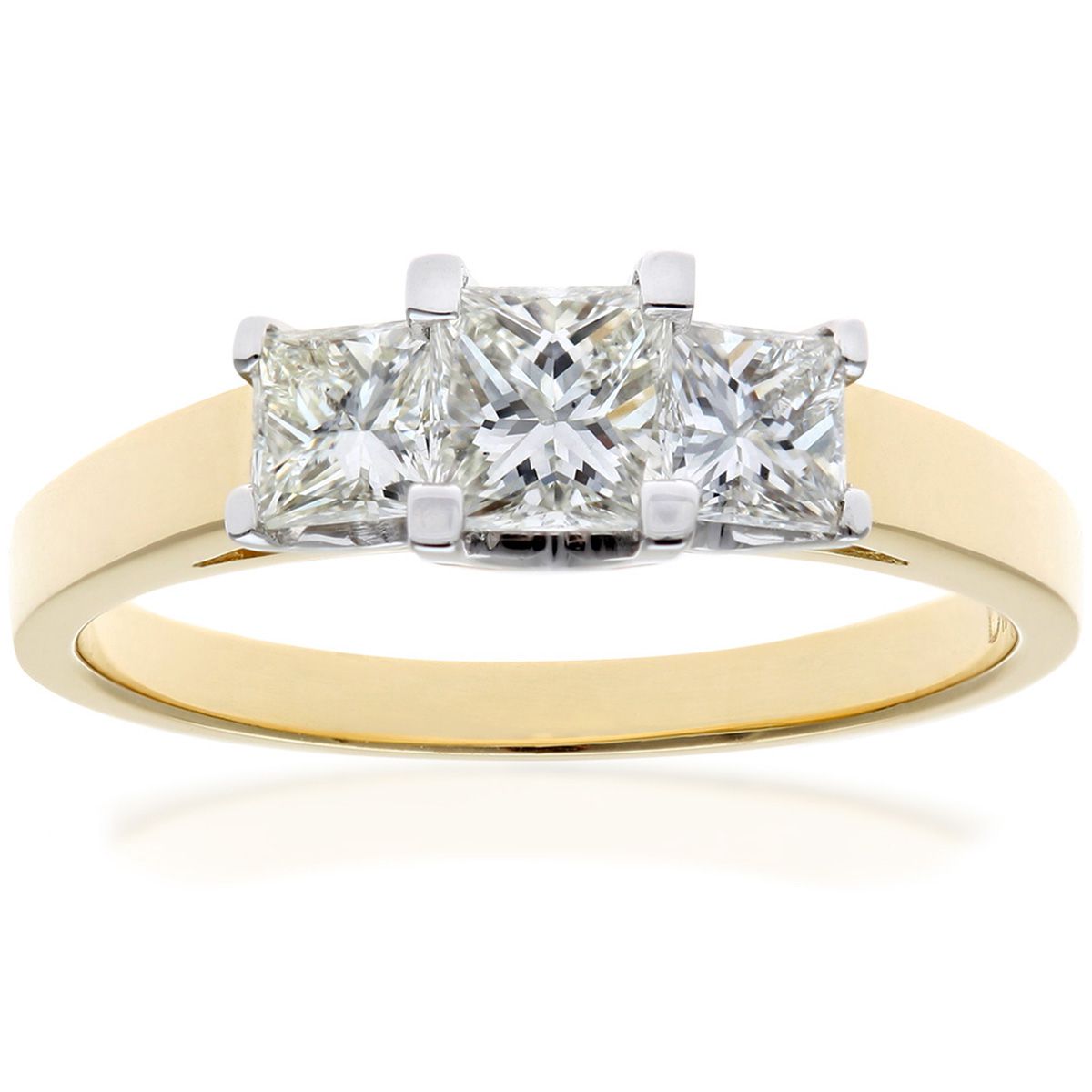 18ct Gold  Princess Diamond Graduated Tiered Trilogy Ring 4mm - PR0AXL9551Y18JSI