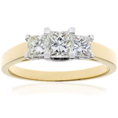 18ct Gold  Princess Diamond Graduated Tiered Trilogy Ring 4mm - PR0AXL9551Y18JSI