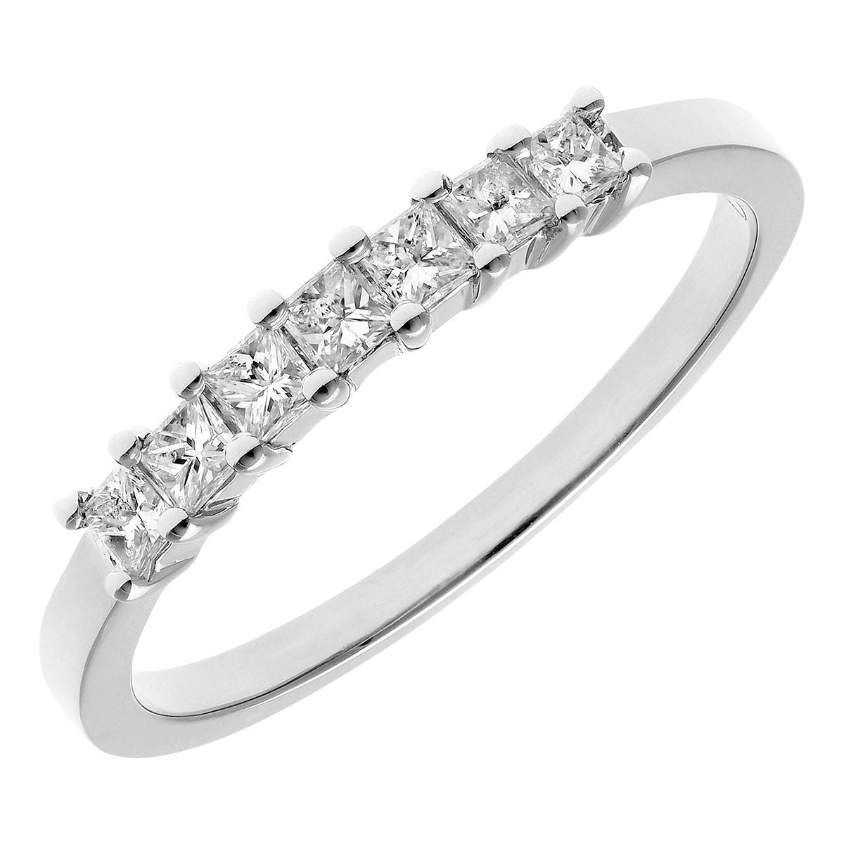 Platinum  Princess 1/3ct Diamond 7 Stone Eternity Ring 2mm - PR0AXL9552PTJPK