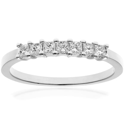 Platinum  Princess 1/3ct Diamond 7 Stone  Eternity Ring 2mm - PR0AXL9552PTJPK