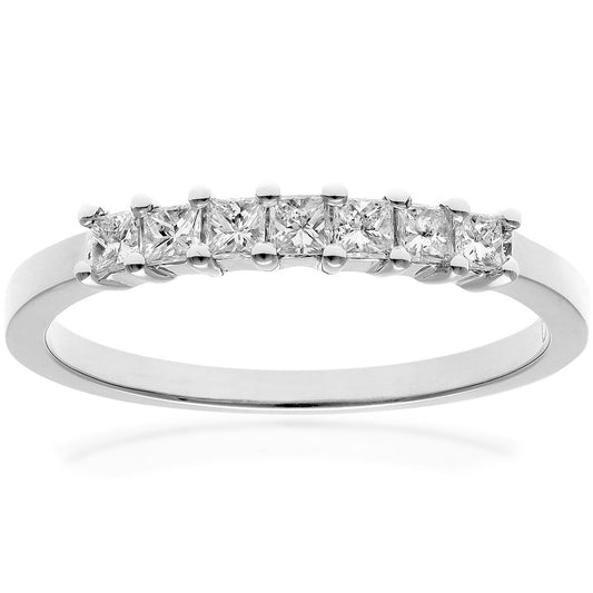 Platinum  Princess 1/3ct Diamond 7 Stone  Eternity Ring 2mm - PR0AXL9552PTJPK