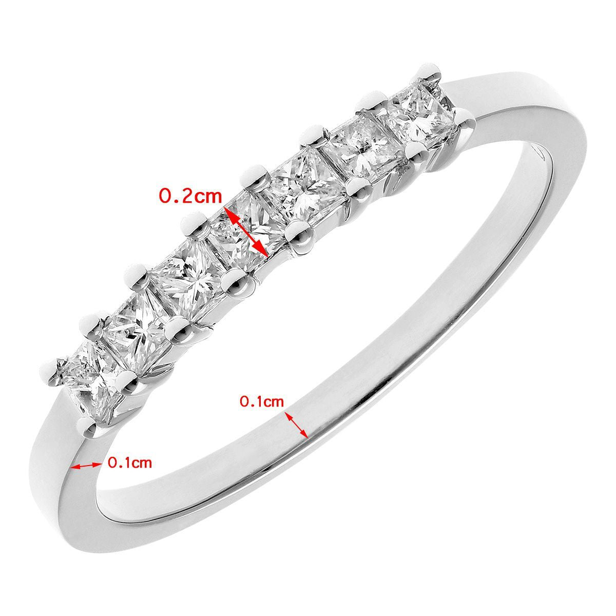 Platinum  Princess 1/3ct Diamond 7 Stone Eternity Ring 2mm - PR0AXL9552PTJSI