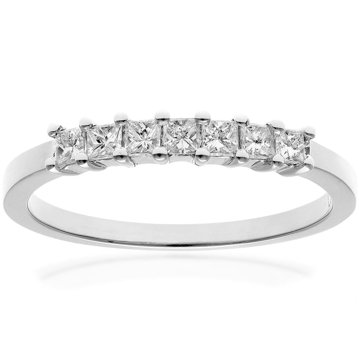 Platinum  Princess 1/3ct Diamond 7 Stone Eternity Ring 2mm - PR0AXL9552PTJSI