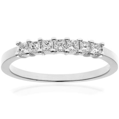 Platinum  Princess 1/3ct Diamond 7 Stone Eternity Ring 2mm - PR0AXL9552PTJSI