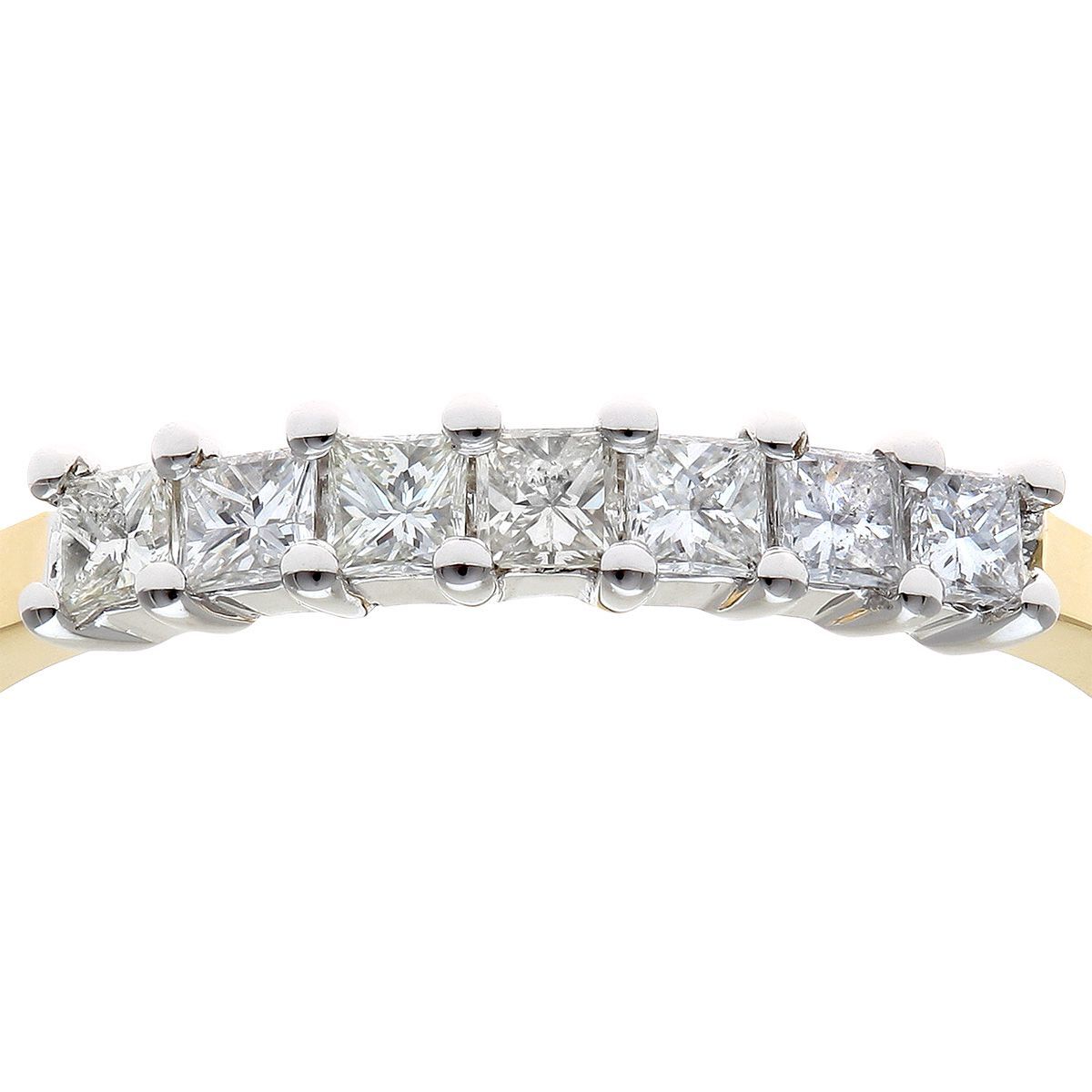 18ct Gold  Princess 1/3ct Diamond 7 Stone Eternity Ring 2mm - PR0AXL9552Y18JPK
